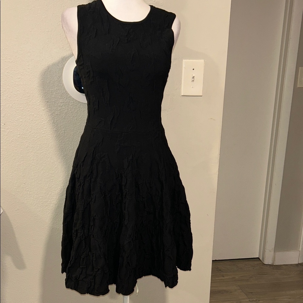 John+Jenn Black Sleeveless Textured Fit N Flare A-Line Dress S/P